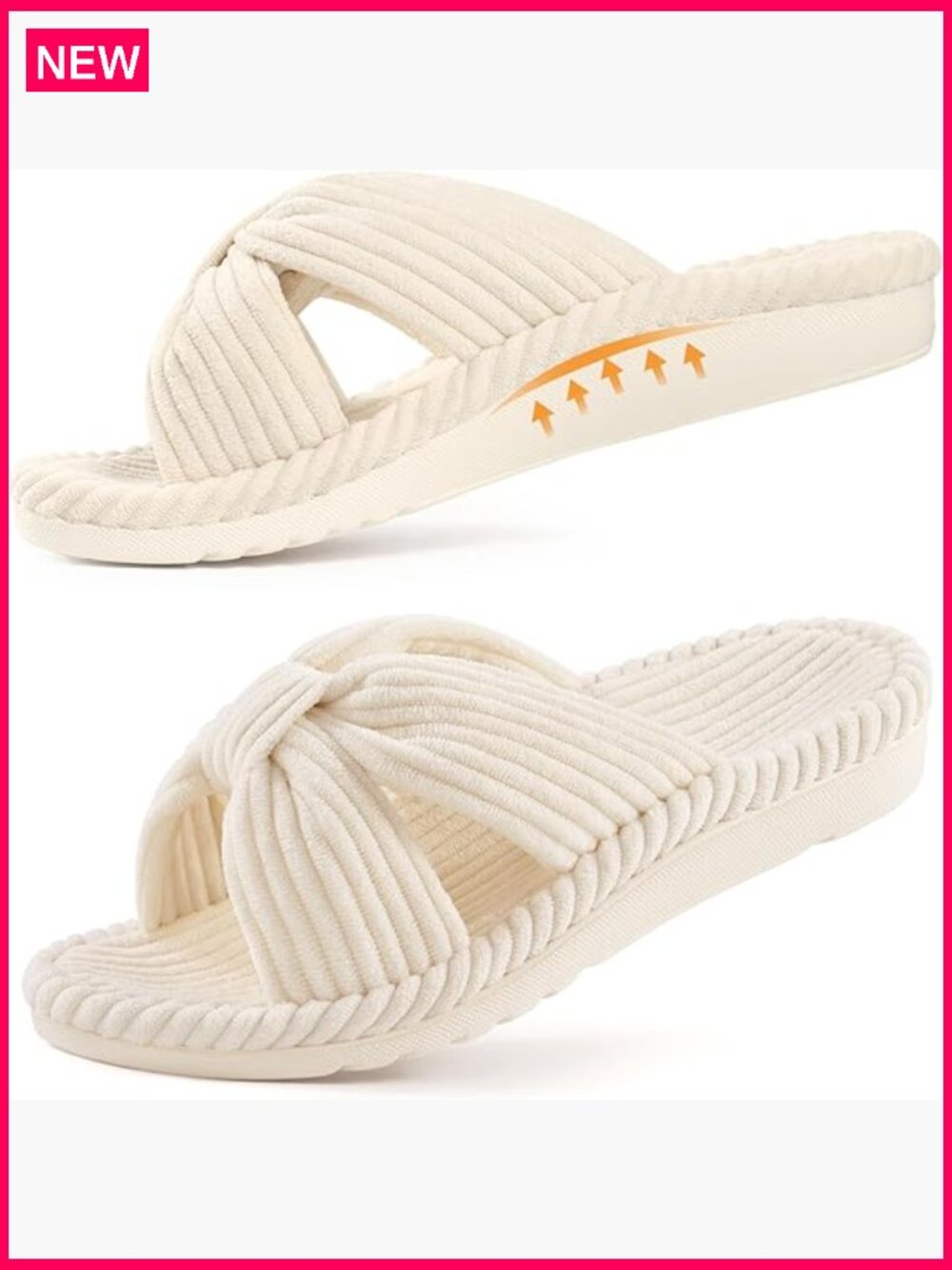 Orthopedic Arch Support Slippers - Open Toe House Slippers with Bow